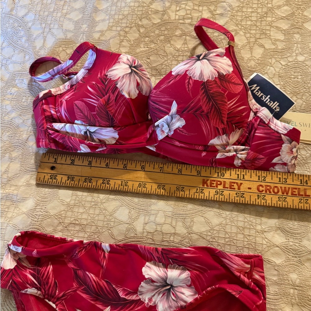 Red Floral Bikini Set